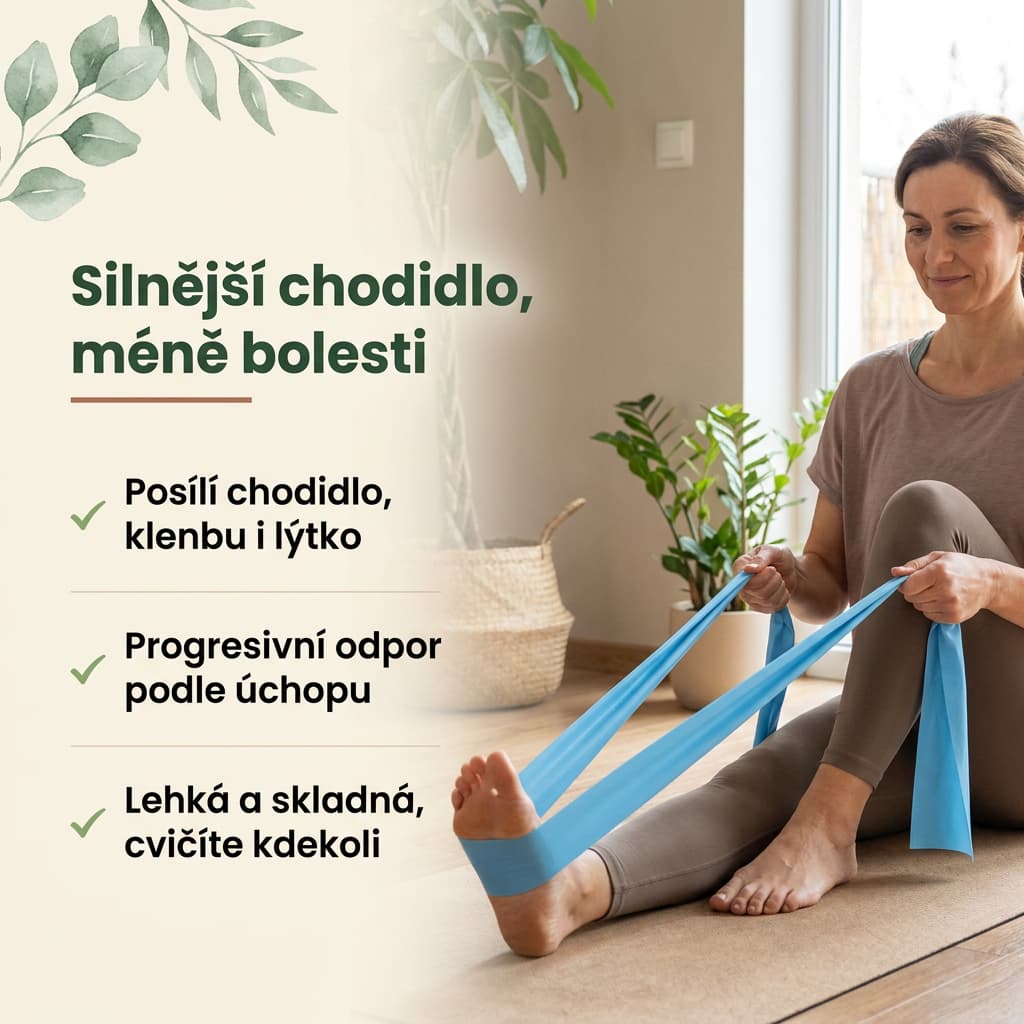 Posilovací guma posílí chodidlo, klenbu i lýtko